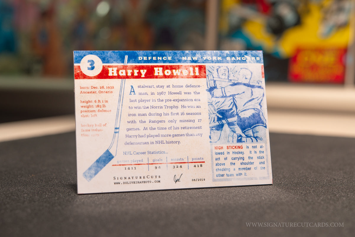 Harry Howell New York Rangers 1954 Topps Signature Cut Card