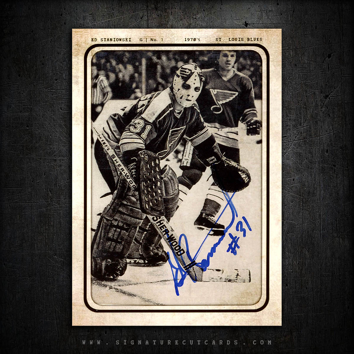 Ed Staniowski St. Louis Blues AP Wirephoto Authentic Hand Signed Card