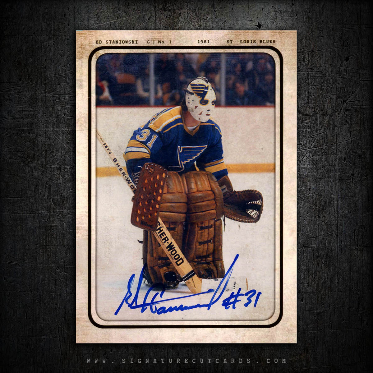 Ed Staniowski St. Louis Blues AP Wirephoto Authentic Hand Signed Card