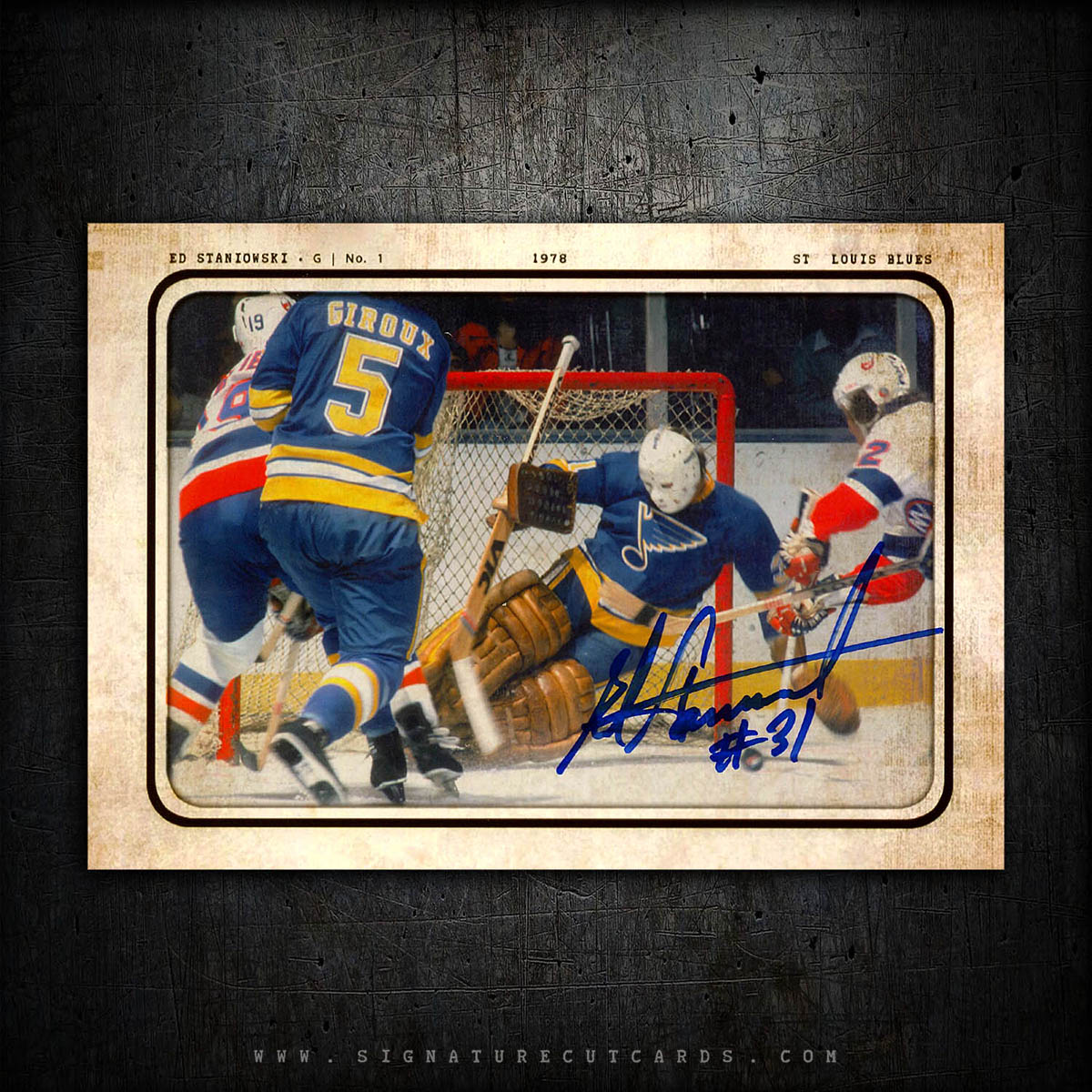 Ed Staniowski St. Louis Blues AP Wirephoto Authentic Hand Signed Card