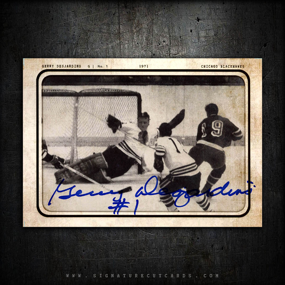 Gerry Desjardins Chicago Blackhawks AP Wirephoto Authentic Hand Signed Card