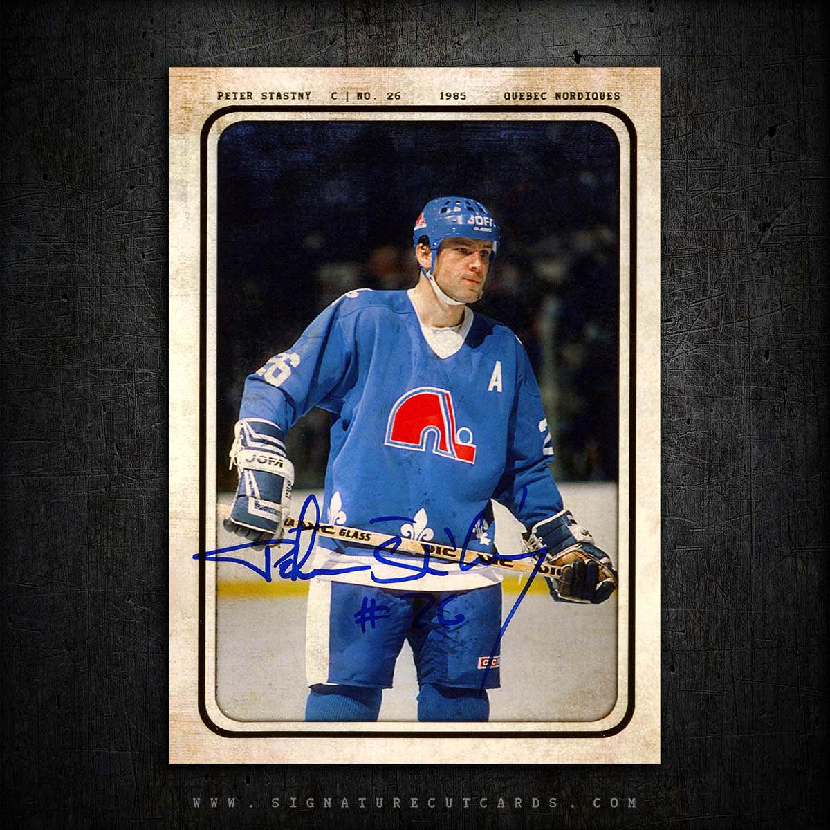 Peter Stastny Quebec Nordiques AP Wirephoto Authentic Hand Signed Card