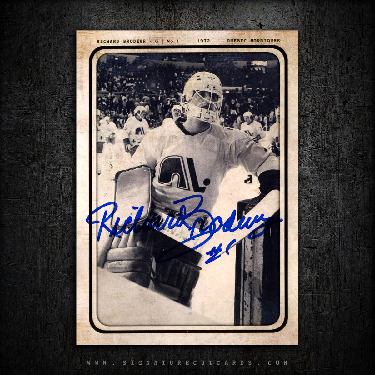 Richard Brodeur Quebec Nordiques AP Wirephoto Authentic Hand Signed Card