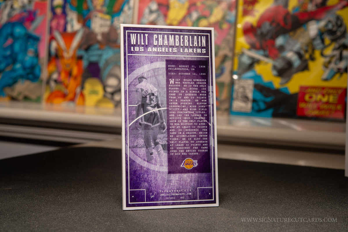 Wilt Chamberlain Los Angles Lakers Basketball Tallboy Signature Cut Card