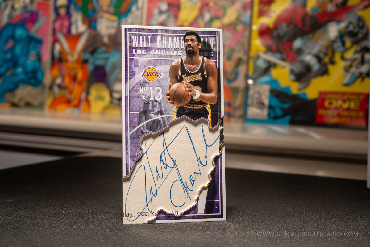 Wilt Chamberlain Los Angles Lakers Basketball Tallboy Signature Cut Card