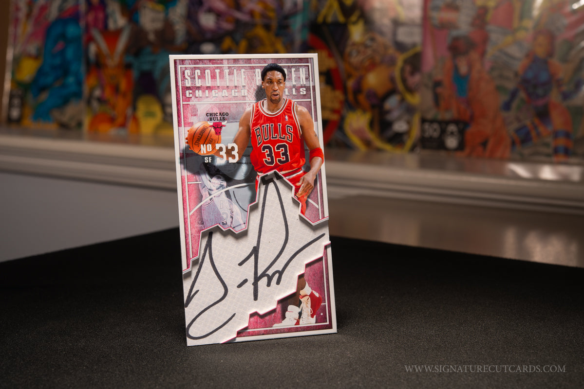 Scottie Pippen Chicago Bulls Basketball Tallboy Signature Cut Card