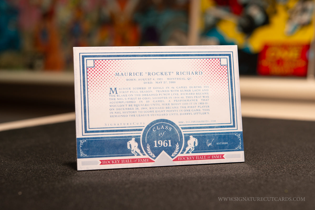 Maurice Richard Montreal Canadiens HHOF Class Of Signature Cut Card