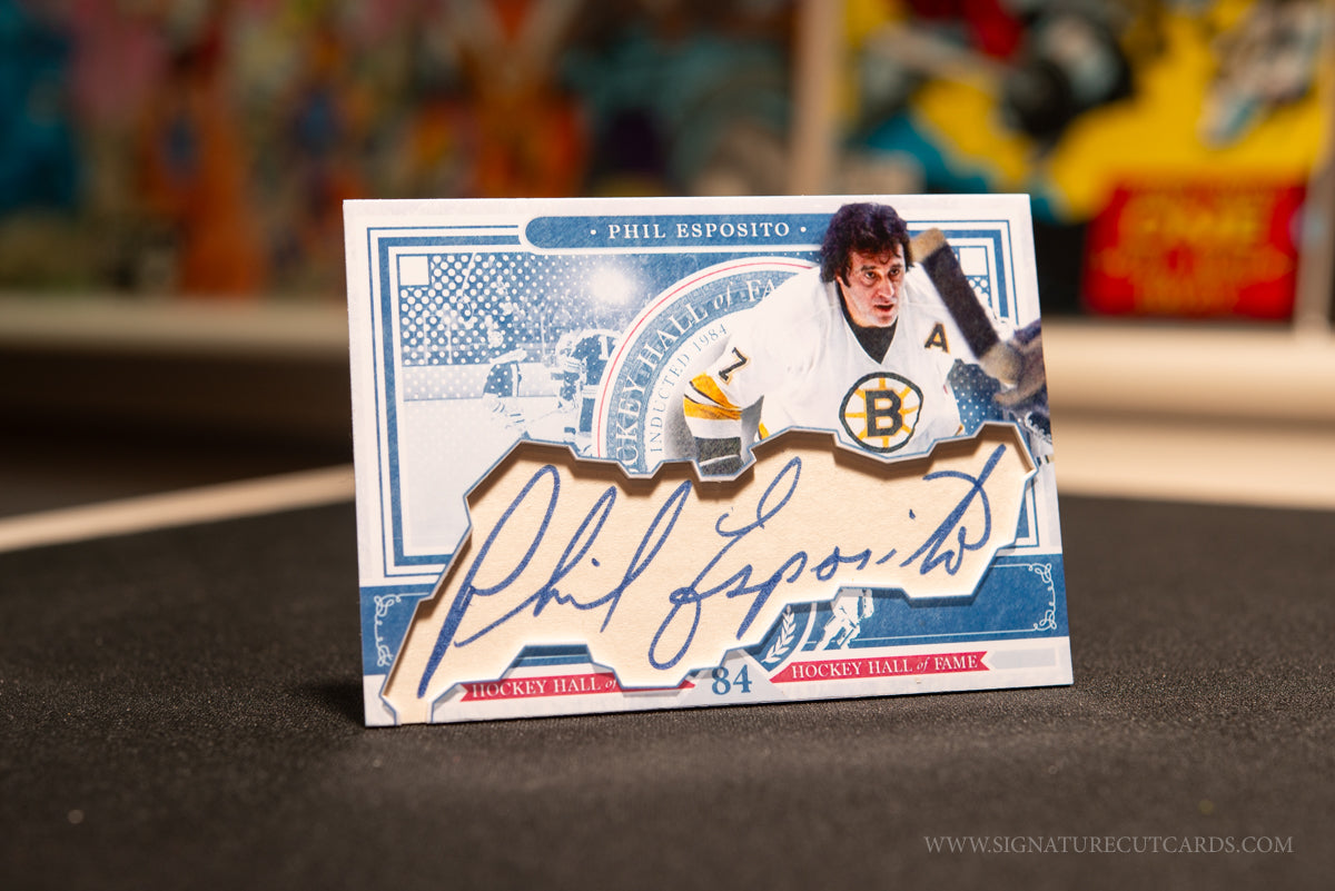 Phil Esposito Boston Bruins HHOF Class Of Signature Cut Card