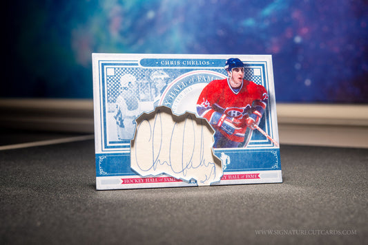 Chris Chelios Montreal Canadiens HHOF Class of Signature Cut Card