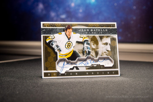 Jean Ratelle Boston Bruins Expansion Era Signature Cut Card