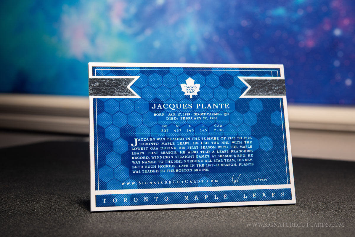 Jacques Plante Toronto Maple Leafs Expansion Era Signature Cut Card