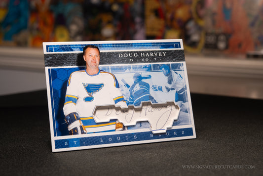 Doug Harvey St. Louis Blues Expansion Era Signature Cut Card