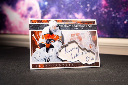 Tommy Soderstrom Philadelphia Flyers Expansion Era Signature Cut Card