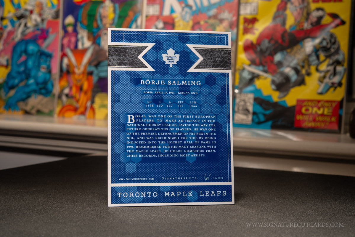 Borje Salming Toronto Maple Leafs Expansion Era Signature Cut Card *Large