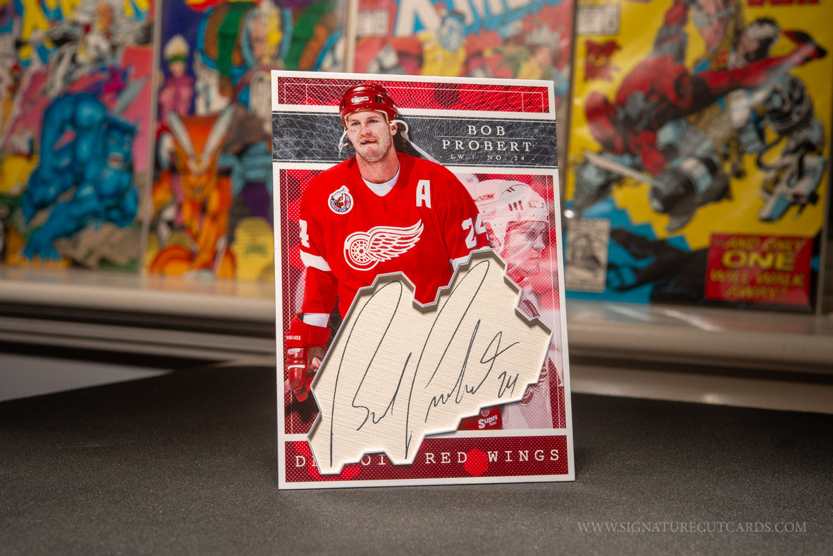 Bob Probert Detroit Red Wings Expansion Era Signature Cut Card *Large