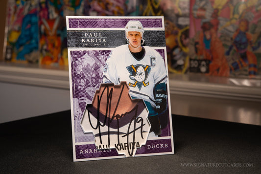 Paul Kariya Anaheim Might Ducks Expansion Era Signature Cut Card *Large