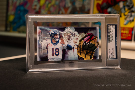 Peyton Manning Denver Broncos Pop Culture Tallboy Signature Cut Card Slabbed by PSA/DNA