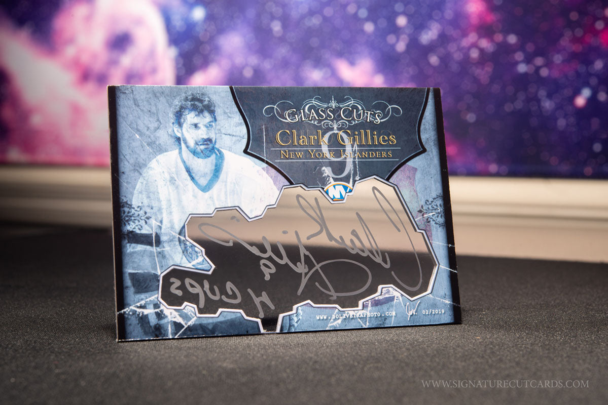 Clark Gillies New York Islanders Glass Cuts Signature Cut Card