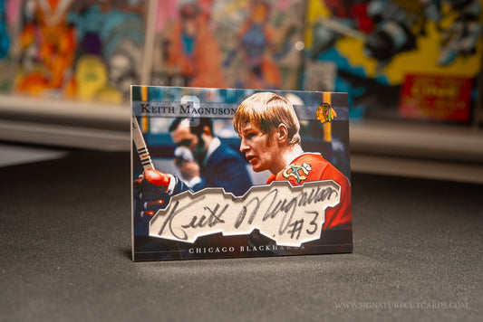 Keith Magnuson Chicago Blackhawk History in Photographs Signature Cut Card