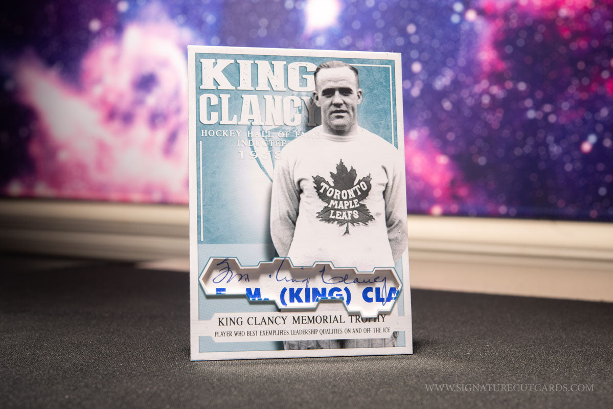 King Clancy Toronto Maple Leafs Legend Hockey Trophies Signature Cut Card