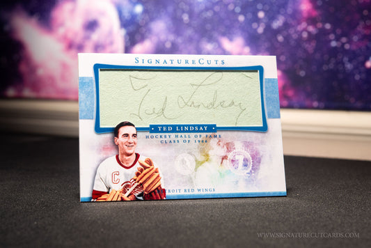 Ted Lindsay Detroit Red Wings HHOF Class of. Signature Cut Card