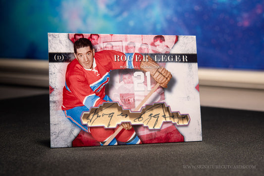 Roger Leger Montreal Canadiens Vintage Signature Cut Card