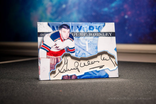 Gump Worsley New York Rangers Vintage Signature Cut Card