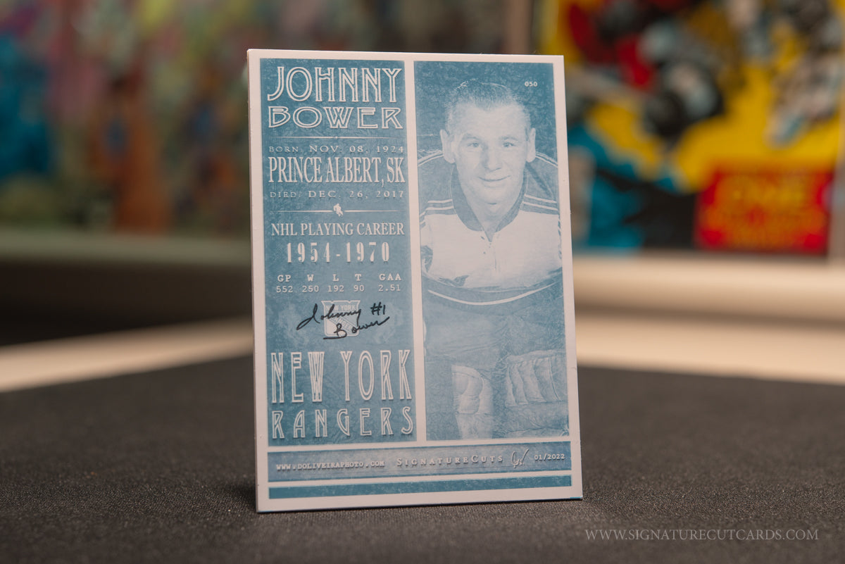 Johnny Bower New York Rangers Vintage Signature Cut Card