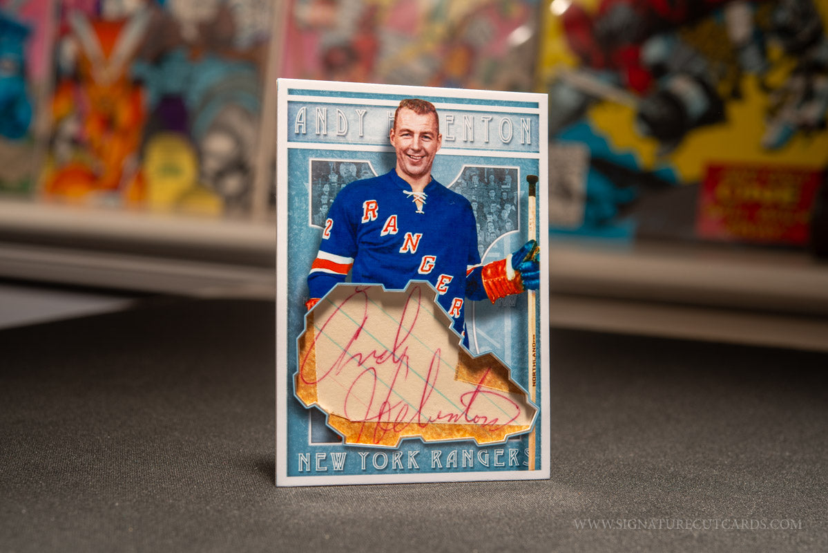 Andy Hebenton New York Rangers Vintage Signature Cut Card